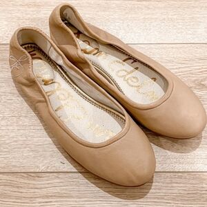 Sam Edelman Fritz Beige Leather Ballet Flats